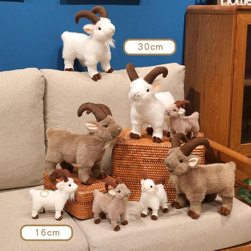 Lovely Goat Plush Toy Cute Bighorn Sheep Stuffed Doll 1Pc 16/30cm Mini Pendant for Girls Gift School Bag Decoration