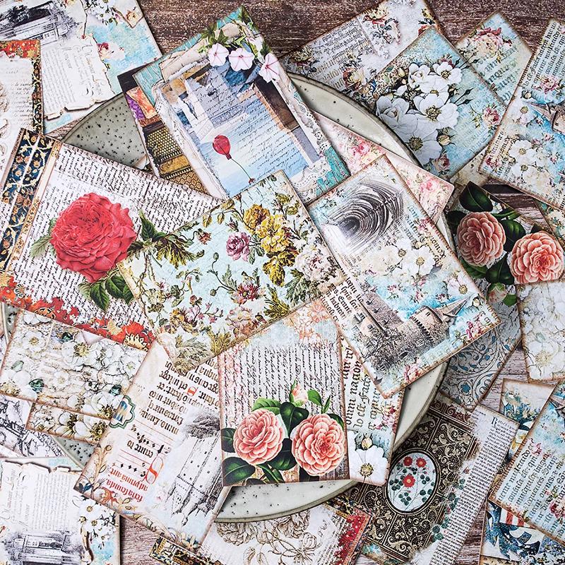 Large Retro Double-Sided Adhesive Journal Base and Decorative Background Paper Stickers