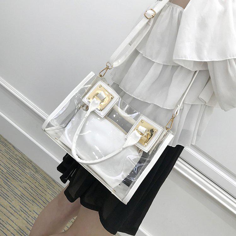 2025 Summer Women's Beach Bag: Korean Style Transparent Jelly Crossbody & Shoulder Mother-Child Handbag