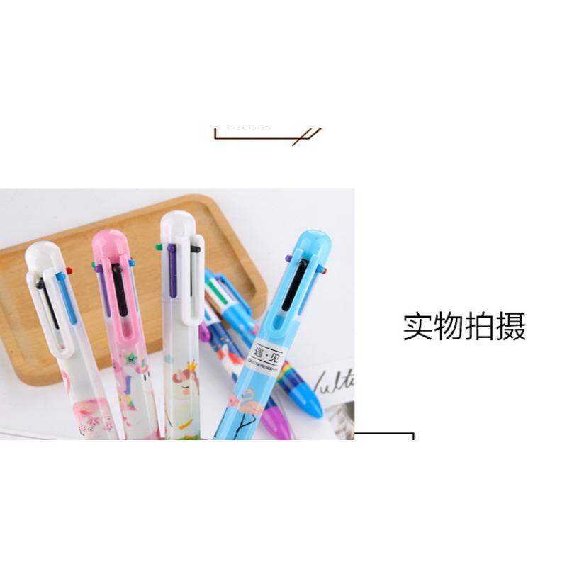 Cute Creative Cartoon 6 Color Retractable Ballpoint Pen For Students