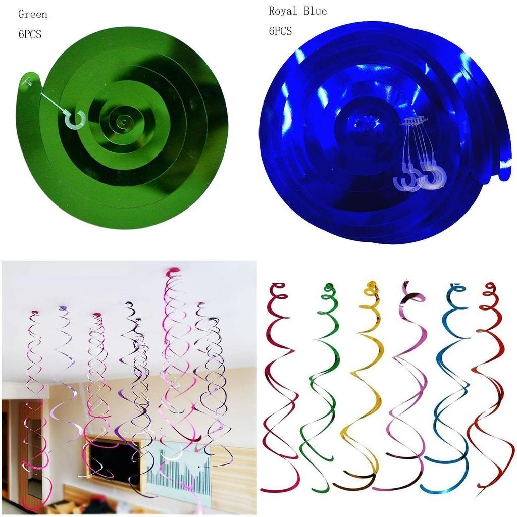 Colorful 6pcs Multicolor Hanging Spiral Swirls Perfect For Birthday And Wedding Party Decor