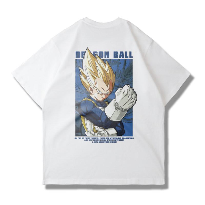 The Anime Dragon Ball Collaboration Black Goku Shortsleeved Tshirt for Men and Women in Loose Black and White for Summer