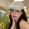 Japanese Retro Solid Color Striped Beret Women's Spring and Summer Literary Retro Versatile Face Small Thin Newsboy Cap