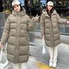 Russia thickened winter long knee cotton clothes women's Korean version thickened hooded simple bread clothes winter coat