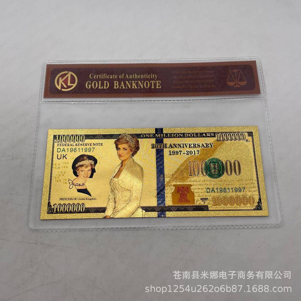 Plastic gold foil Elizabeth Diana Marilyn Monroe commemorative coin gold foil banknote currency queen portrait creative coin