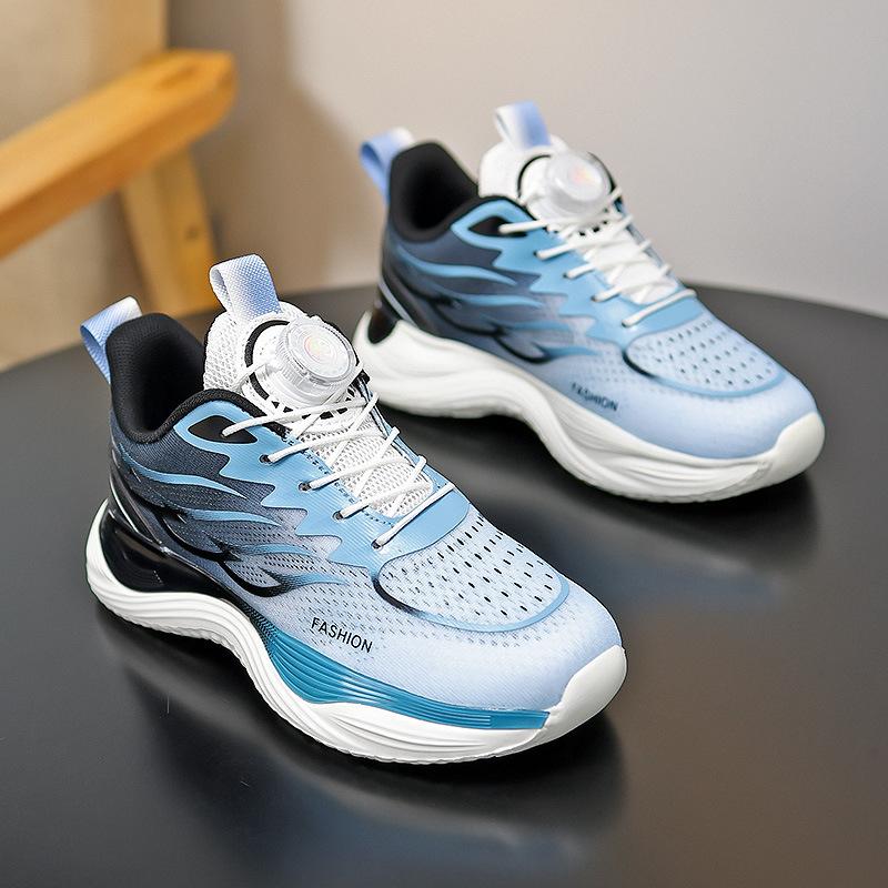 Boys sports shoes students lightweight non-slip skipping rope running shoes summer breathable button children's white shoes