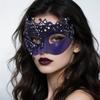 Women Rhinestone Half-Face Mask Metal Hollow Lace Party Mask Masquerade Ball Party Eye Cover Cosplay Prom Costume Props Masks