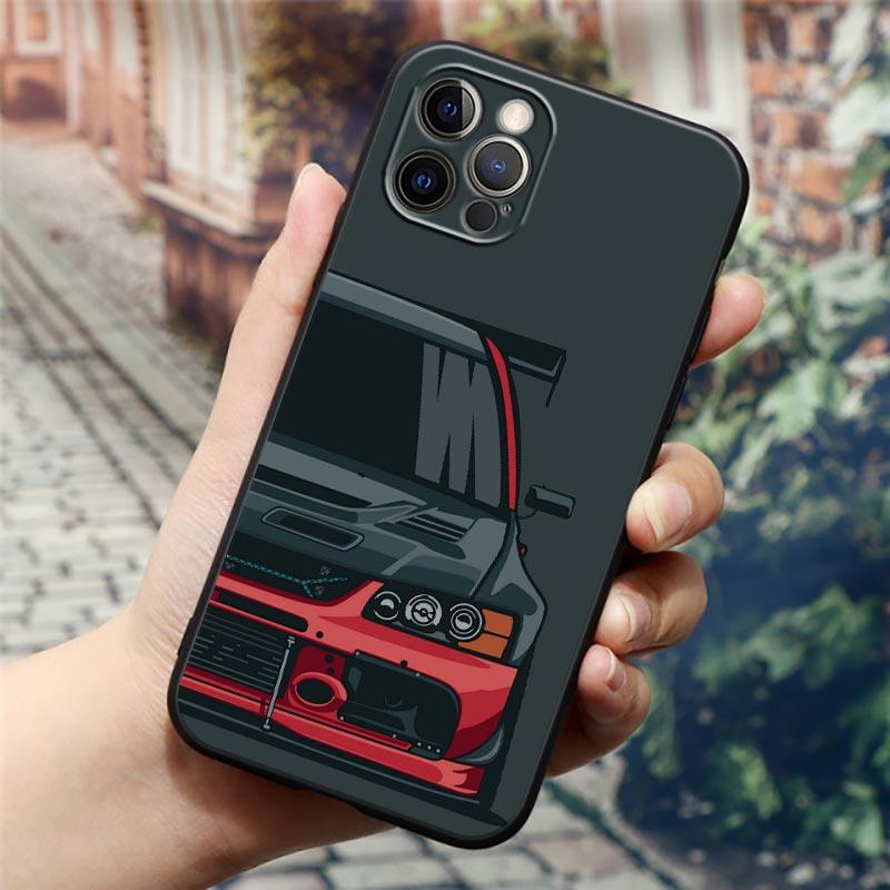 Japan JDM Tokyo Sports Car Anime Phone Case For Apple iPhone 16e 16 15 14 13 12 11 Pro Max XR XS 8 Plus SE2 Cover Silicone Cases