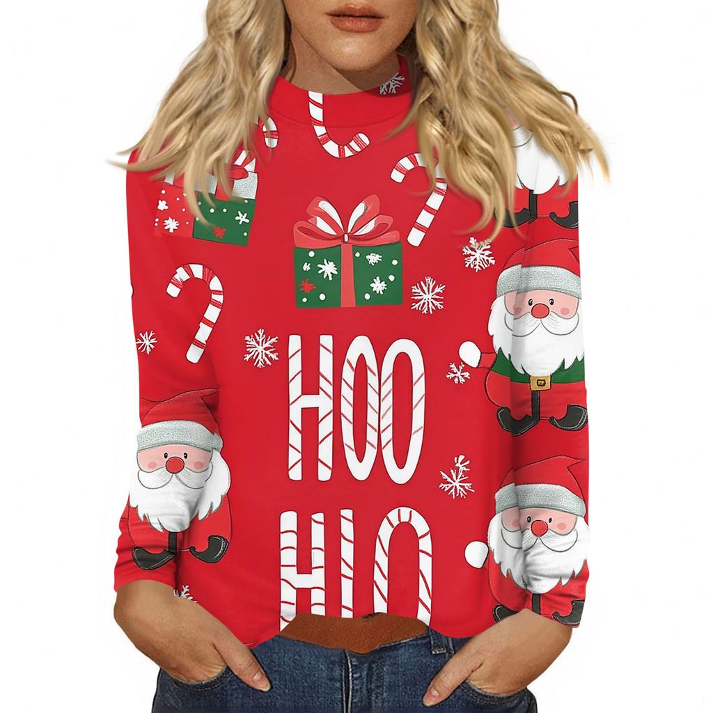 Cămăși de toamnă casual cu mânecă lungă Hanorac cu imprimeu vintage Pulover cu gât înalt