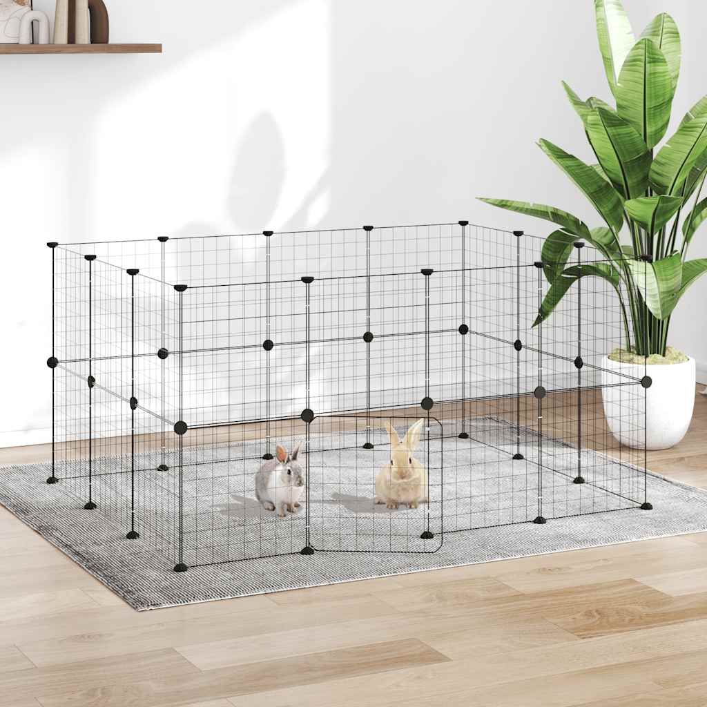 28 Piece Pet Cage with Door Black 35 X 35 Cm Steel