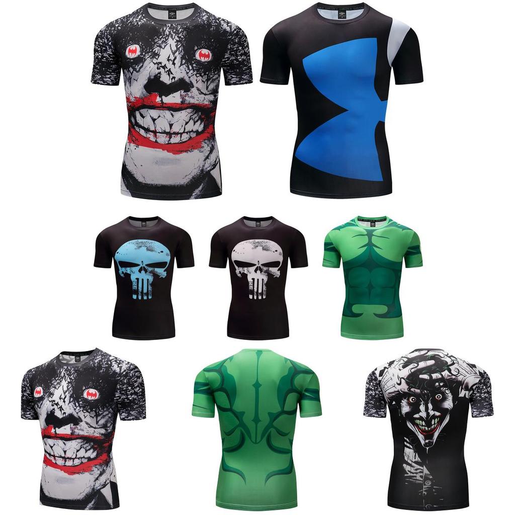 Superhero Costume Tshirt Short Sleeve Slim Fit Shirt Athletic Cycling Jersey