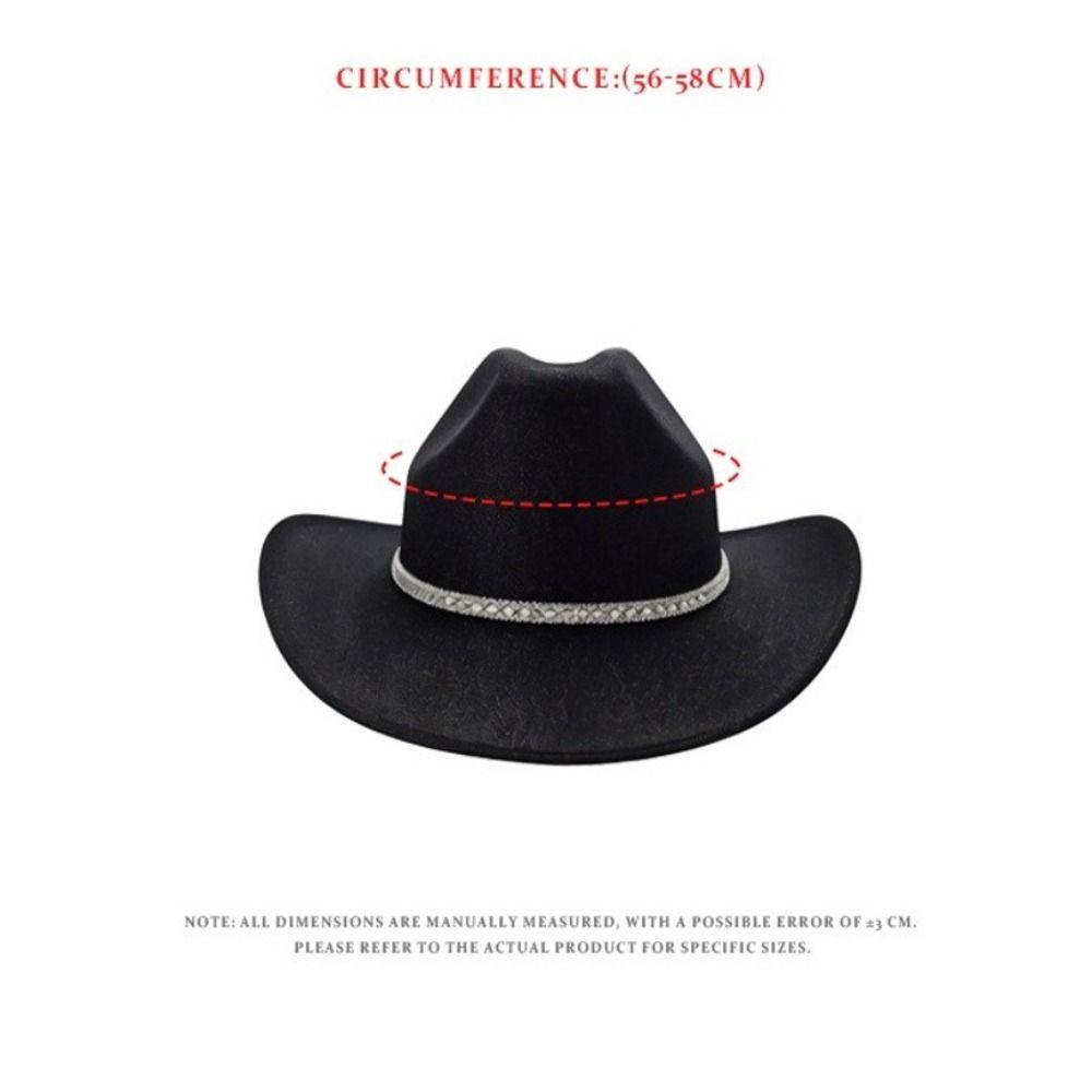 Rhinestone Band Glitter Cowboy Hat Wide Curved Brim Western Cowboy Hat Festival Accessory
