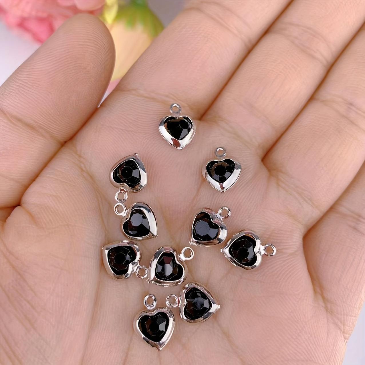 10PCS copper edged multi-color heart-shaped double-sided heart-shaped glass accessories DIY production earrings necklace bracele 10pcs