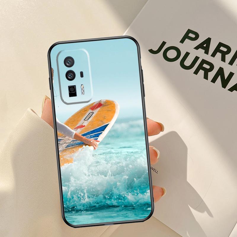 Surf Surfboard Case For Xiaomi 15T 14T 13T Pro 14 15 Ultra 17 Pro Max POCO F8 F7 F5 F6 X3 X5 X6 X7 Pro Coque
