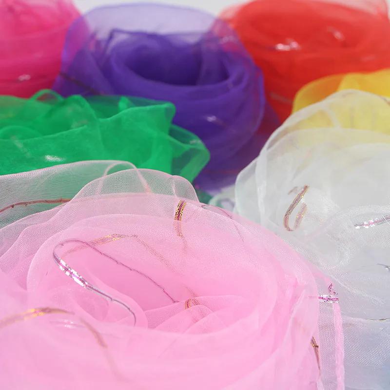 10pcs 60x60cm Solid Colors Chiffon Organza Silky Scarf Baby Girls Children Kindergarten Dance Performance Square Neck Scarf