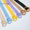 Elastic Stretch PP Grass Woven Sweet Decorative Dress Ladies Love Buckle Belt