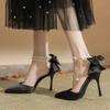 Fashion New Women Thin Heel Hollow Sandals Woman Pearl Butterfly Pointed Toe High Heels Pumps Womens Drees Shoes Wedding Shoes