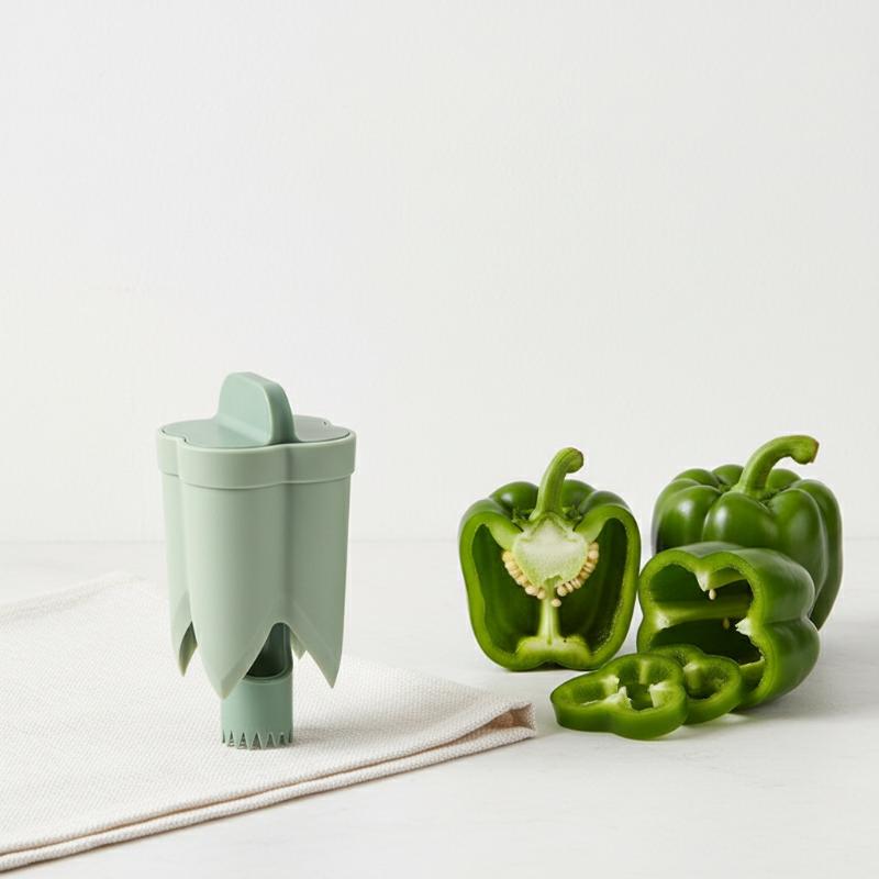 2-in-1 Fruit Pepper Corer Manual Seed Extractor for Red Yellow Green Peppers Versatile Tool for Kitchen Home Use