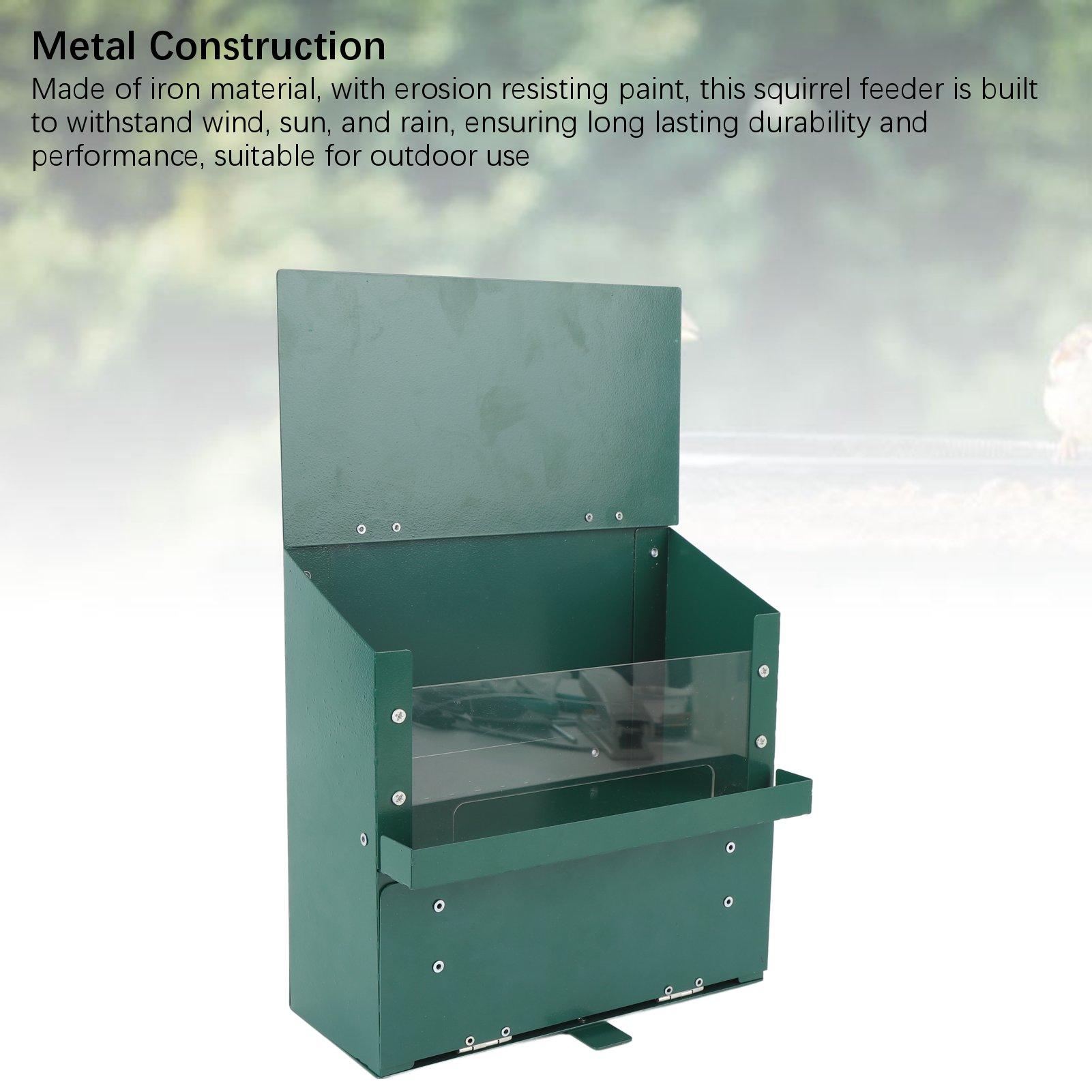 

Metal Squirrel Feeder with Transparent Acrylic Plate Pet Picnic Table Assembled Feeding Box for Outdoor Garden
