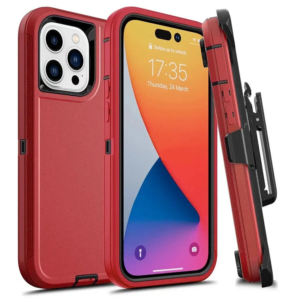 Military Grade Heavy Duty Armor OTT Phone BOX Case for IPhone 17 16 15 14 Plus 13 12 Pro Max Shockproof Belt Clip Holder Cover