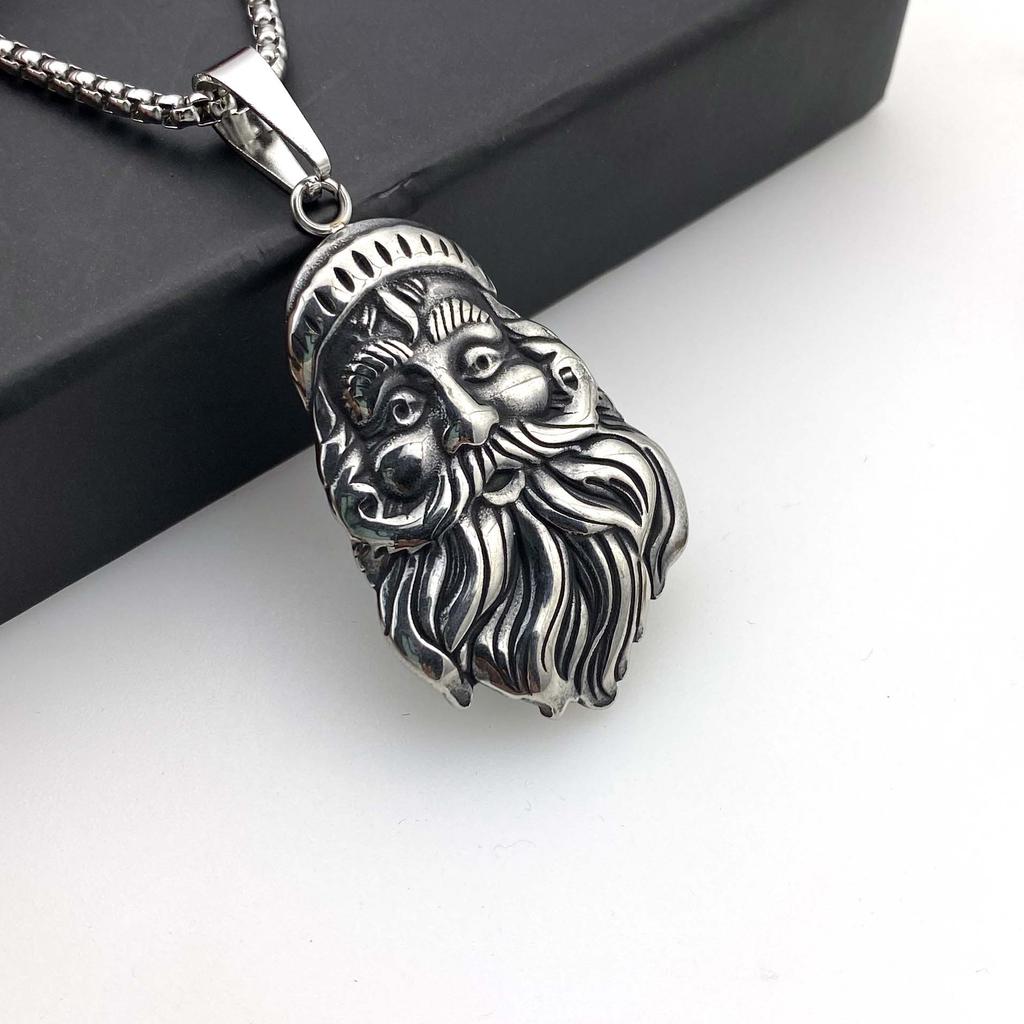 Christmas Gift Retro Personality Old Man Pendant Titanium Steel Necklace Personality Hip Hop Sweater Chain Accessories