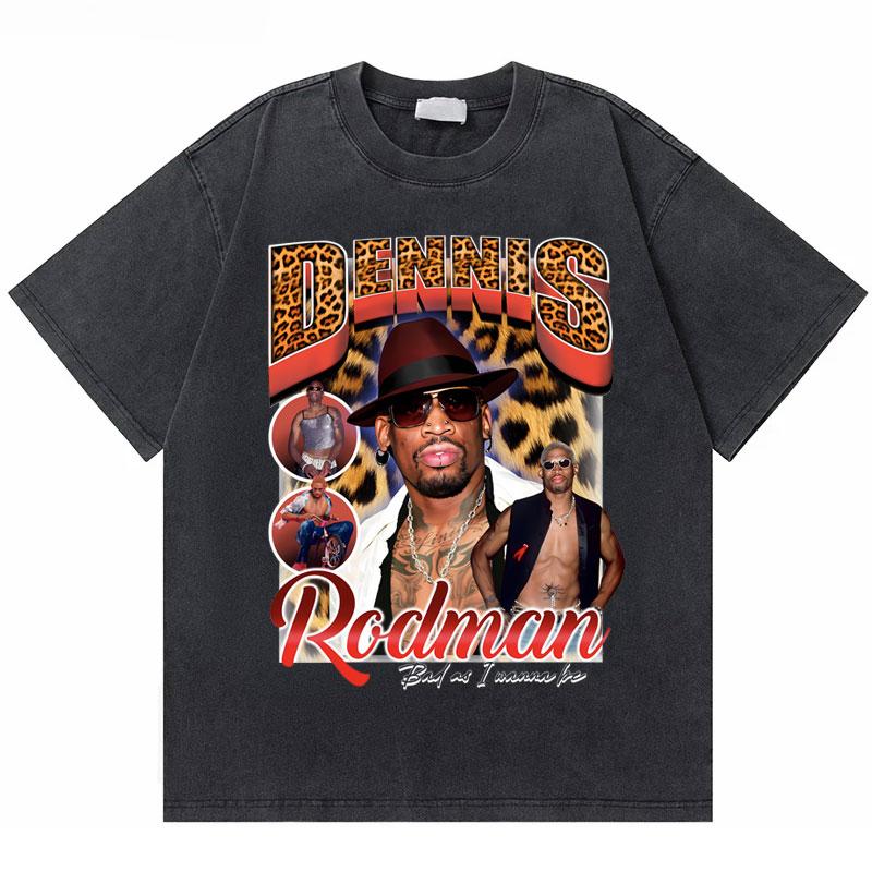 2026 Hot Sale Washed Vintage The Worm Dennis Rodman I'm Back T-shirt Men Women Fashion Hip Hop Oversized T Shirts Male Rock Retro Streetwear