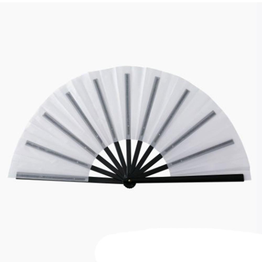 Ventail Chinois Tai Chi Yoga Kung Fu 33cm Os en Plastique Pliage à la Main Ventail de Scène Décoration de Mariage Fête