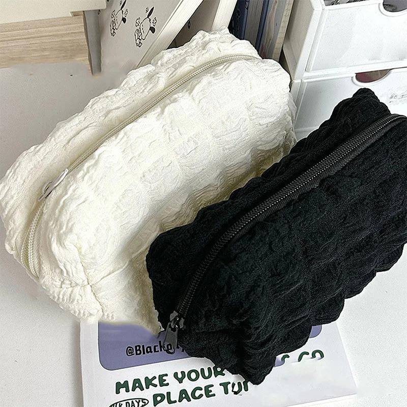 1Pc Cosmetic Bag Solid Color Pencil Case Creative Pillow Bag Large Capacity Bag For Girls School Supplies Stationery Box