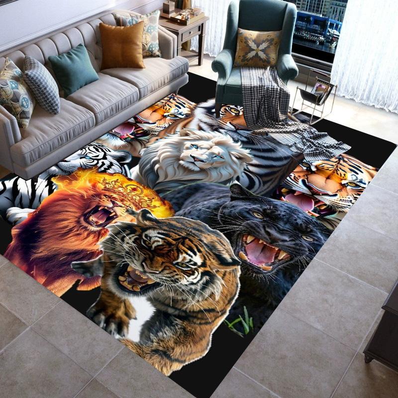 Large Area Rugs Non Slip Animal Tiger Pattern Carpet Living Room Sofa Kitchen Entrance Doormat Hallway Balcony Floor Mat