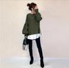 2026 Spring Women's Loose Fit Irregular Long Sleeve Sweatshirt - Round Neck, Fake Two-Piece Design