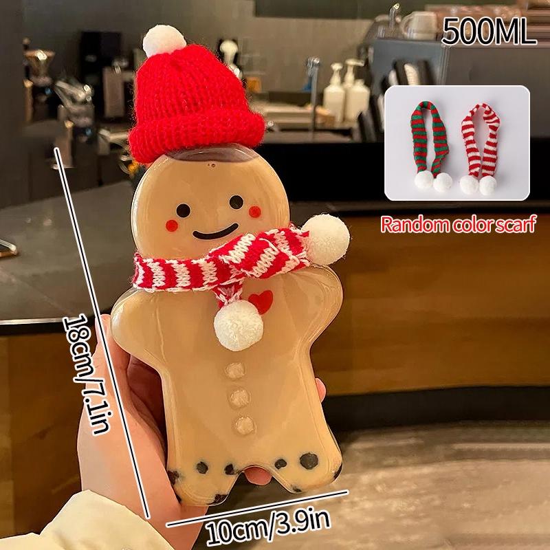 

Рождественская чашка в виде пряничного человечка, рождественский подарок, чашка для питья, прозрачная чашка для напитков, сока, молока, кофе, кружка, рождественские украшения AS PICTURE