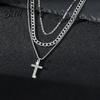 High-grade Texture Jewelry Layered Cross Necklace for Women Rhinestone Crystal