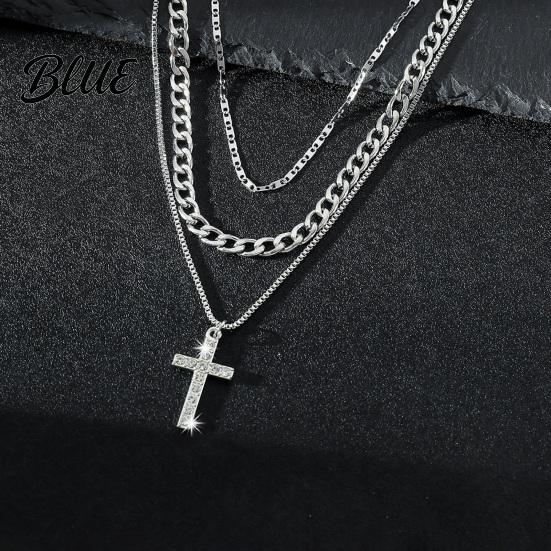High-grade Texture Jewelry Layered Cross Necklace for Women Rhinestone Crystal