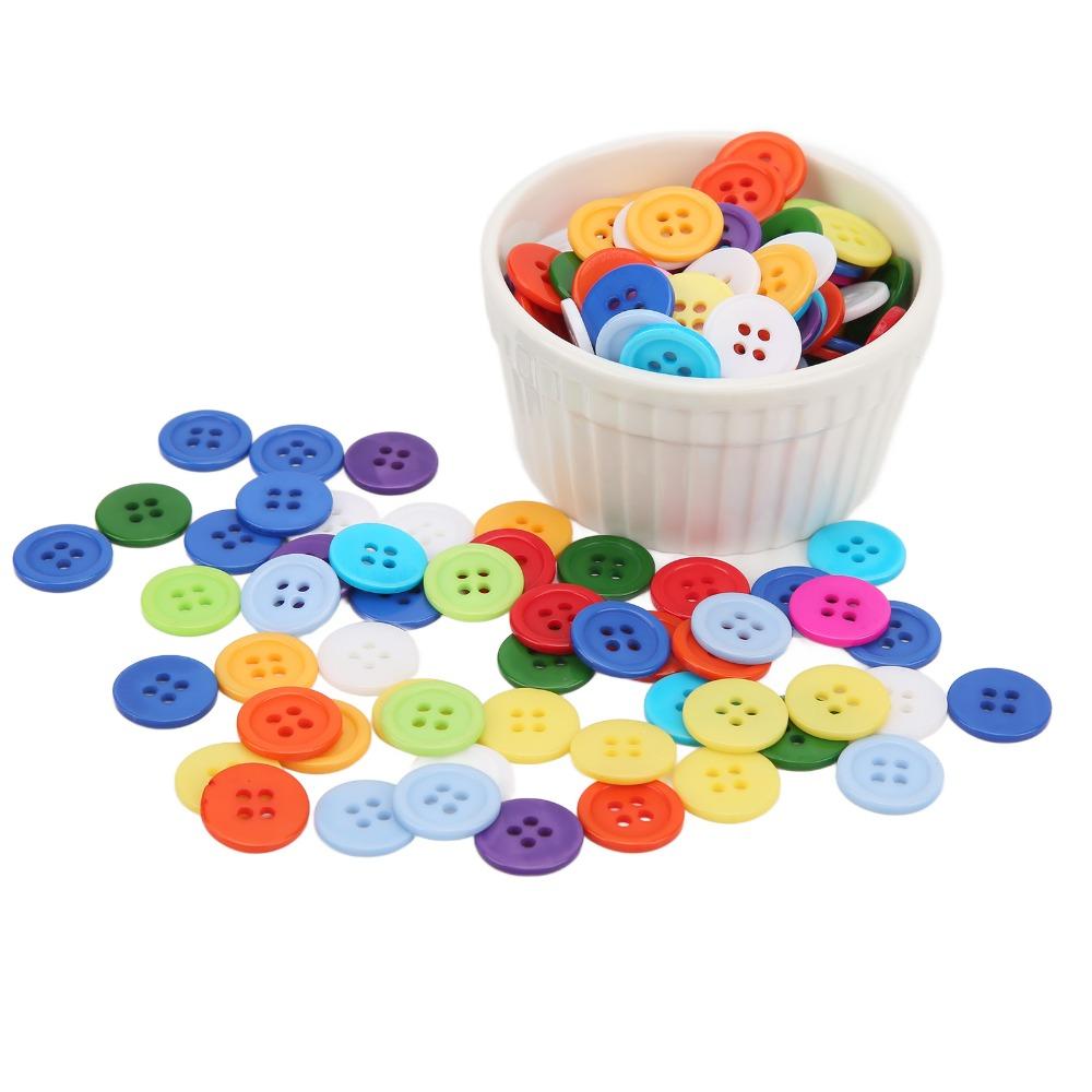 200pcs 15mm Round Resin Buttons Mixed Color Craft Buttons Random Plastic Buttons  DIY Projects