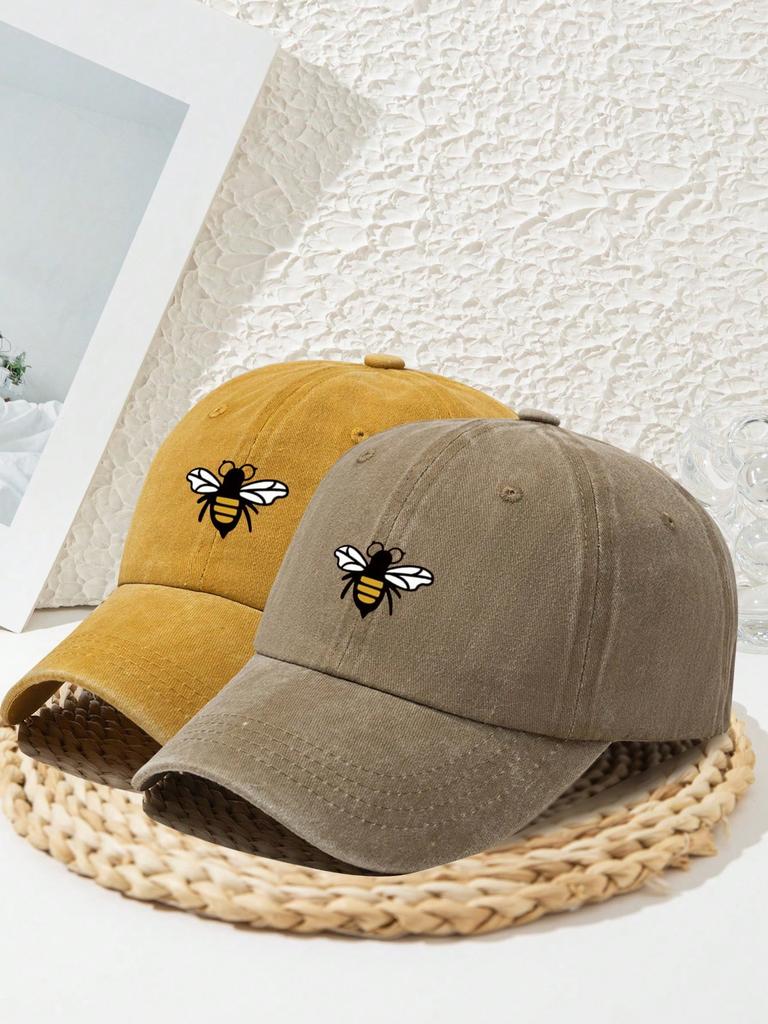 Bee printed baseball caps for men and women, suitable for daily leisure, fashionable and versatile outdoor sun protection hats