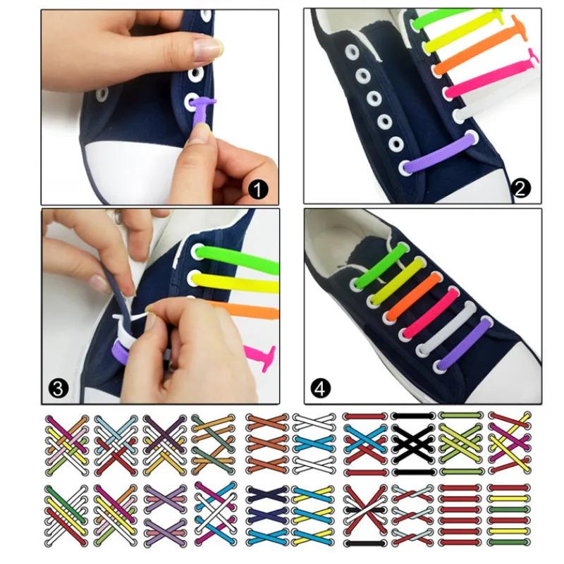 Women Men No Tie Kids Adult Sneakers Lacing Shoelace Buckle Shoes Accessories 16pcs Lazy Shoelace Silicone Quick Lace Elastic