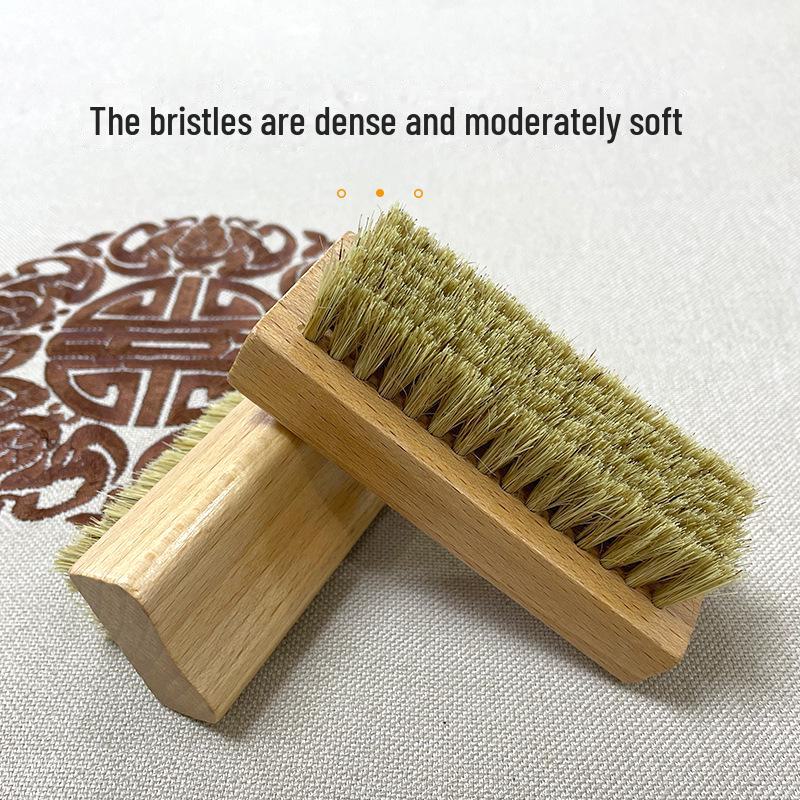 Small Square Beech Wood Pig Hair Shoe Brush for Hard Bristle Cleaning of Leather and Sports Shoes