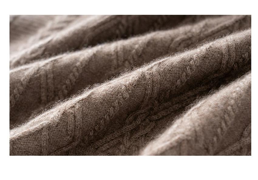 Women's Cashmere Cable Knit Sweater: Warm, Thickened Pullover with Half-High Neck for Autumn & Winter