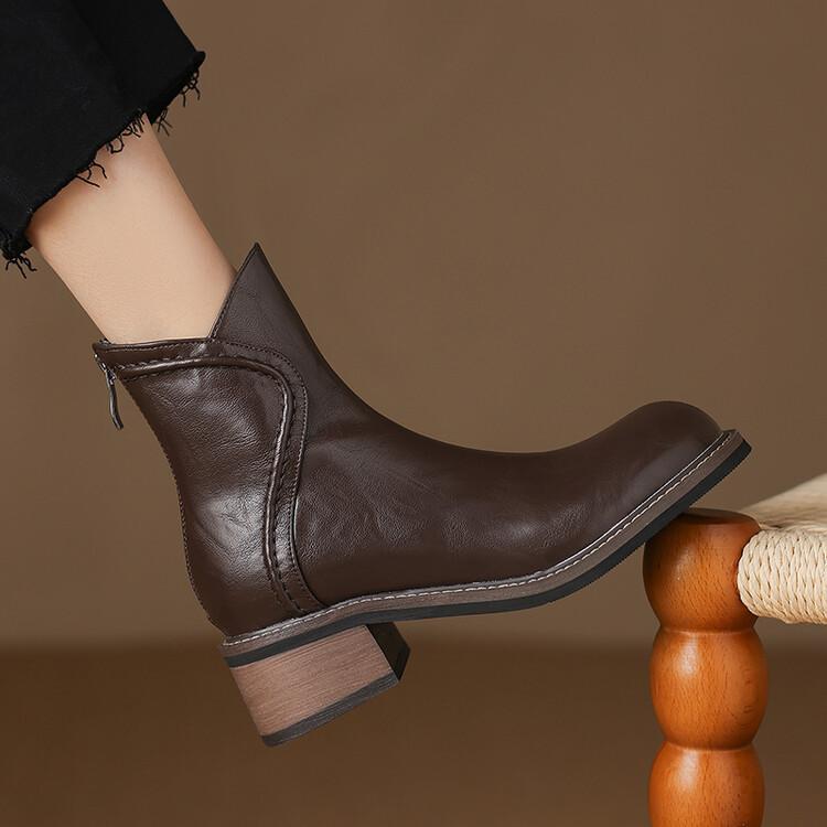 

Модные Новые Осенне-Зимние Женские Ботинки Модные Туфли с Круглым Носком для Женщин Короткие Ботинки Женские на Высоком Каблуке Botas De Mujer Комфортные Ботинки Челси 43