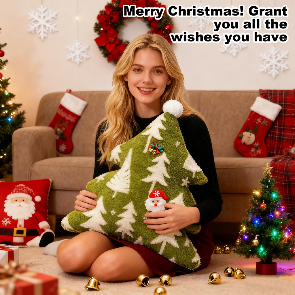 Christmas Pillow Snowflake Velvet  Christmas Tree Elk Pillow Cushion Holiday Decoration Cushion