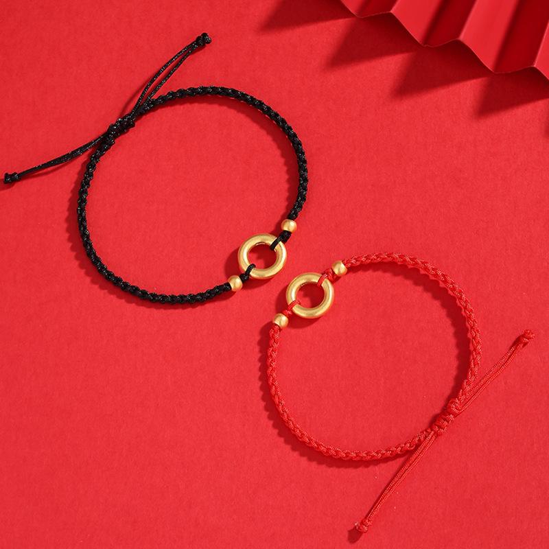 Shuibei 999 Zlatý Tkaný Náramek Mírová Spona pro Pár - Dárek Věčný Uzel pro Přítelkyni