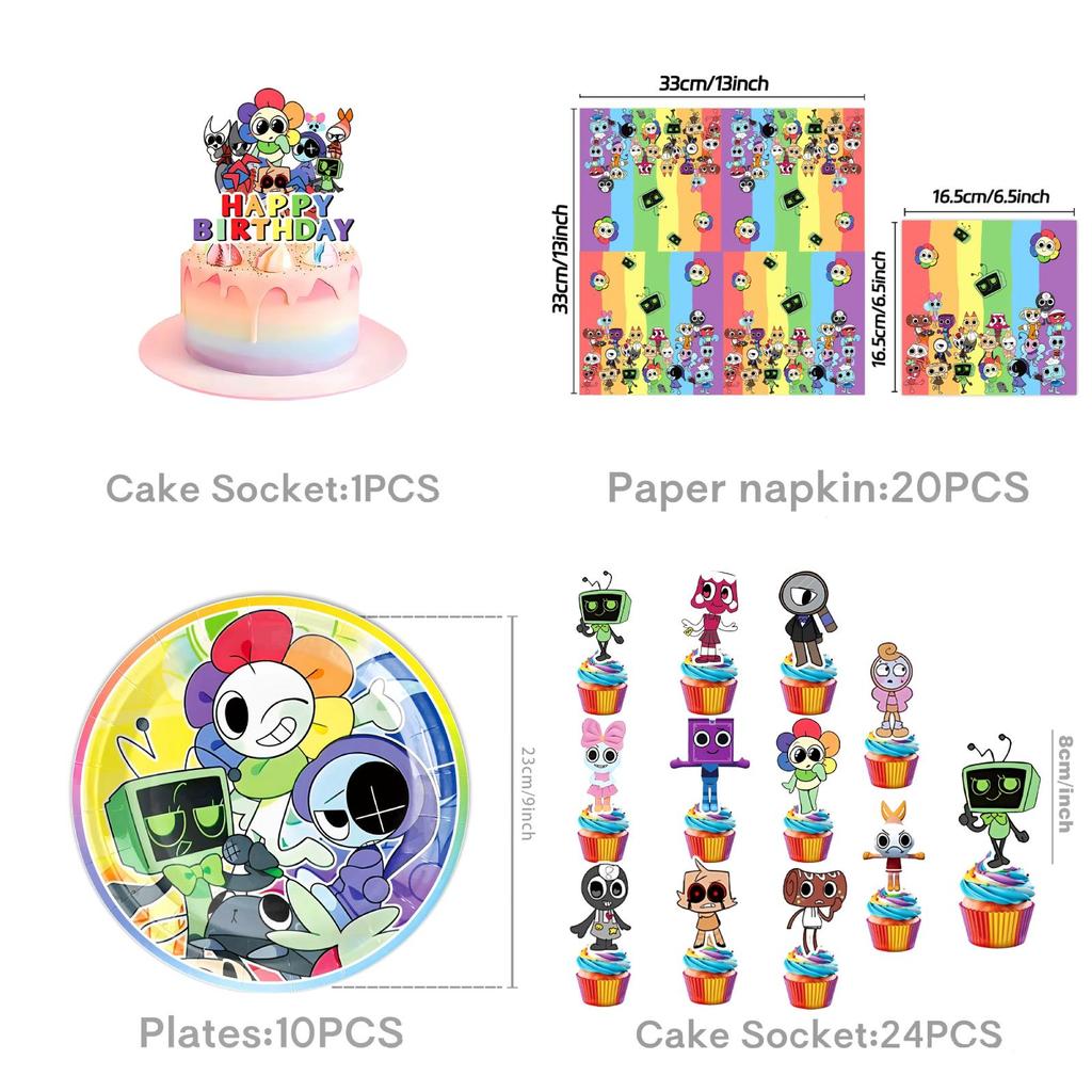 Set Decoratiuni Petrecere Tematica Lumea lui Dandy Cu Farfurii de Hârtie, Pahare și Stindard Pentru Ziua de Naștere a Copiilor