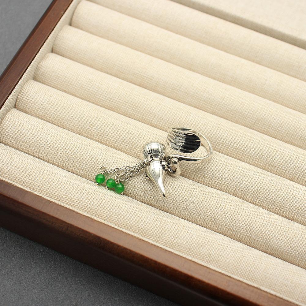 

Новое ожерелье из бусин зеленого агата в китайском стиле, женский элитный комплект ожерелья с кольцом, элитное кольцо в форме тыквы