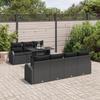 Ensemble de Canapé de Jardin 8 Pièces avec Coussins Noir Poly Rattan, Canapé de Jardin 2 Places avec Rangement et Coussins 3357326