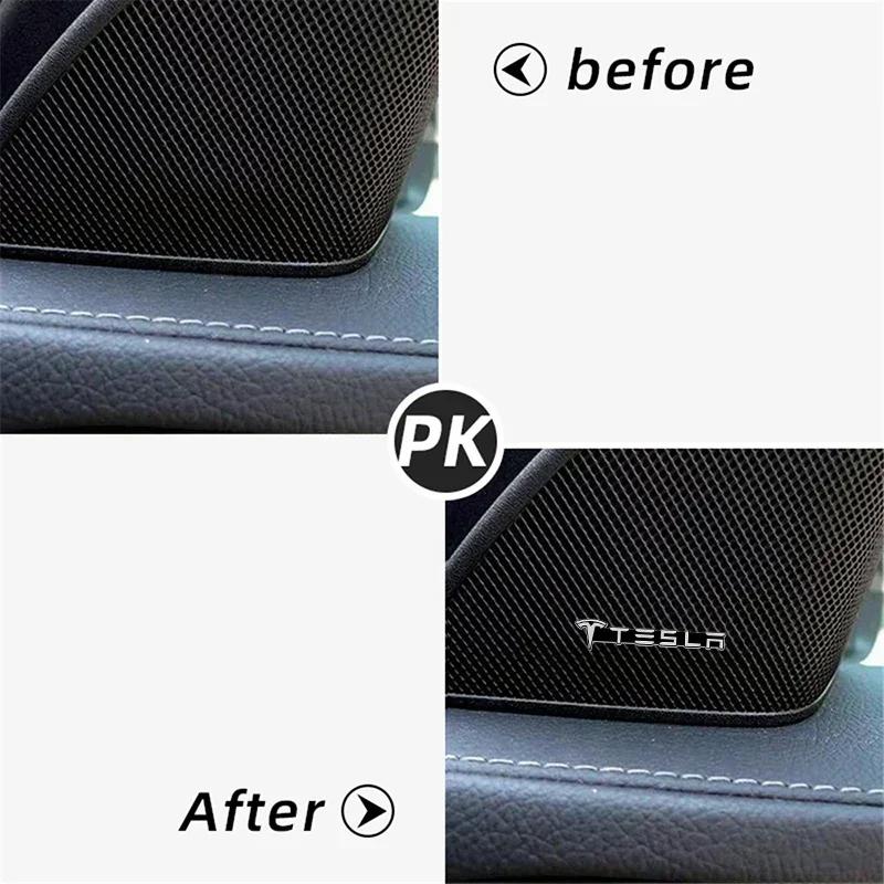 Autoaufkleber Tesla 4 Stück Metall Auto Audio Sound Abzeichen Aufkleber Emblem Dekoration für Tesla Logo Model S Model X Model 3 Road
