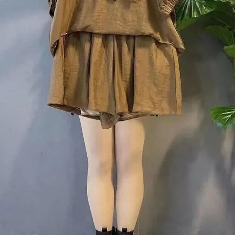 Plus-Size Women's Summer Casual Hooded Two-Piece Suit: Loose Short-Sleeved Top & Slim Shorts