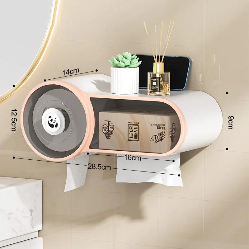 Wall Mounted Paper Roll Holder Toilet Tissue Box Toilet Waterproof Paper Storage Box Toilet Paper Punching Free Storage Rack