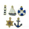 50pcs Alloy Ocean Themed Charm Pendants about 18mm in Length Rudder Boat Charms  for Crafting DIY