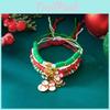 Christmas Santa Reindeer Crystal Pearl Adjustable Bracelet Set For Holiday Gift Giving