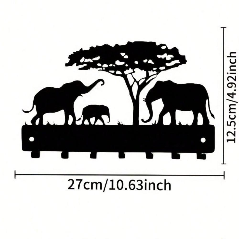 Prateleira de Parede de Metal Design de Elefante Decoração de Casa Ganchos de Armazenamento Porta-Chaves Arte em Ferro Feita à Mão